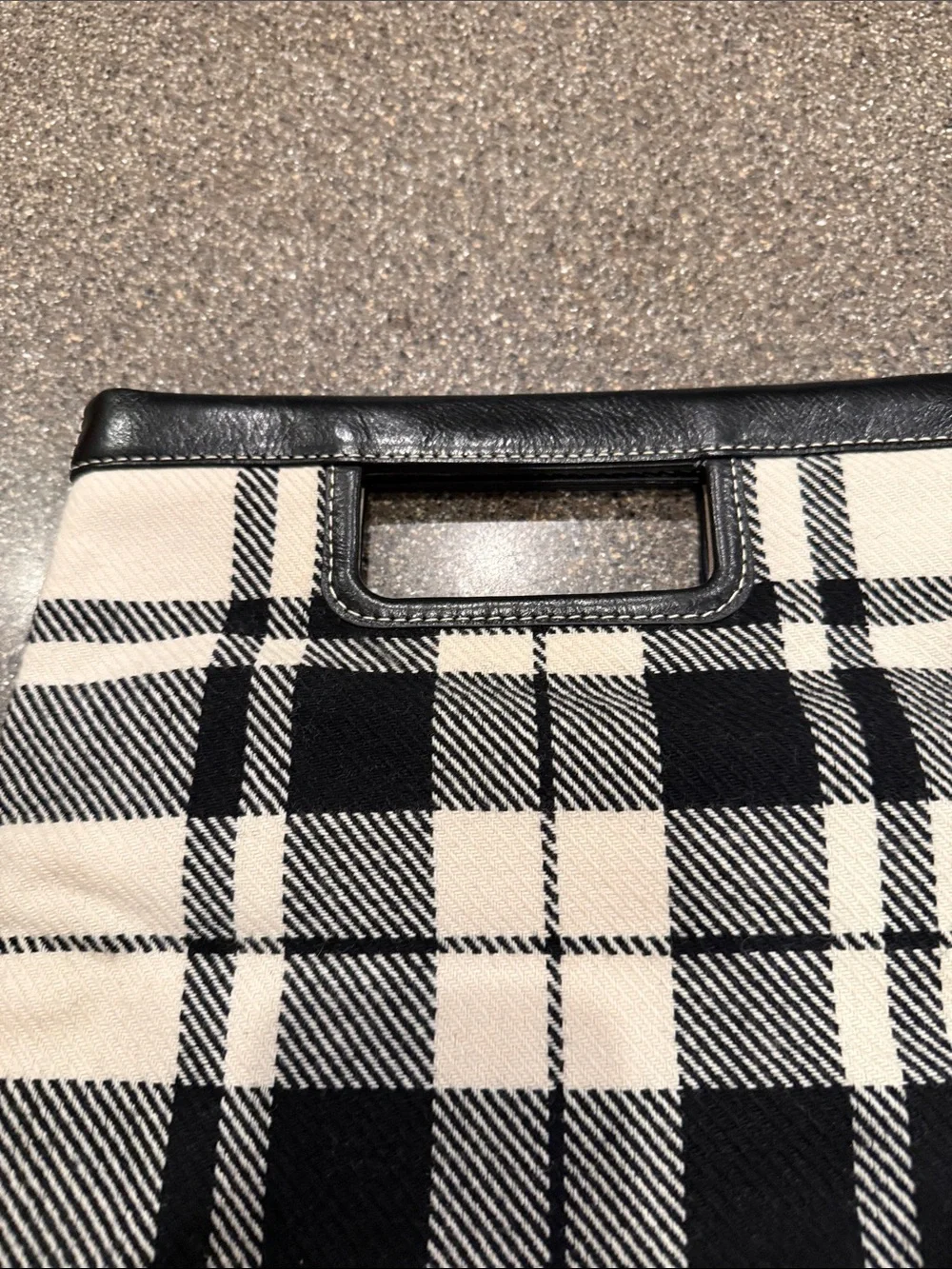 Banana Republic Black & Cream Plaid Top-Handle Clutch